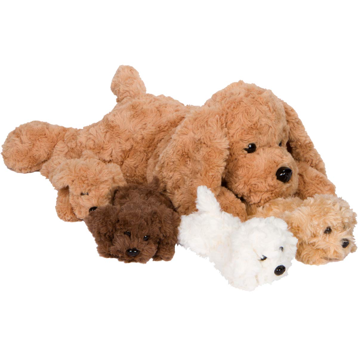Pixiecrush Dog Stuffed Animals For Girls Ages 3-8 - Mommy Labradoodle With 4 Puppies- Magical Dog Pillow Plushie - Enchanting Pu